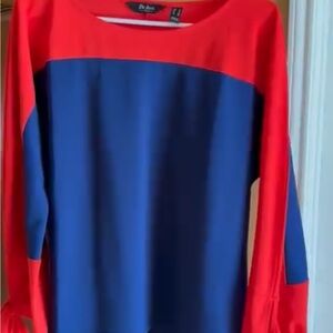 Red and Blue Long Sleeve Top